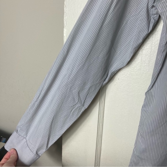 Armani Exchange gray textured stripe snap button up shirt mens S slim - Picture 6 of 11